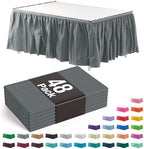Exquisite Silver Table Skirt 48 Pack - Disposable Plastic Table Skirts for Rectangle Tables 6ft 8ft & Round Tables - 29in x 14ft Self-Adhesive Strip - Birthday Wedding Gender Reveal Decor by Exquisite