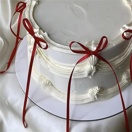200pcs Satin Ribbon Bow Cake Toppers Pink Red Love Couple Cake - Image 6