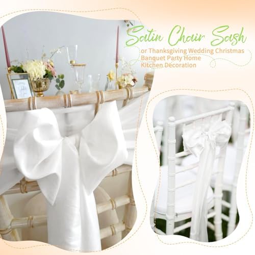 120 PCS White Satin Chair Sashes, 7 x 108 Inch - Image 7