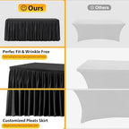 Wish Care 3 Pack Black Polyester Table Clothes for 8 Foot Rectangle Tables, Wrinkle Free Fitted Table Cover with Pleated Ruffle Table Skirt for Birthday Party Wedding Trade Show Event Display - Image 6