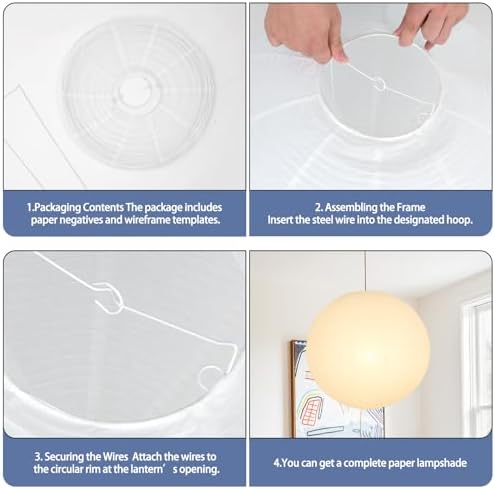 22 Inch White Paper Lantern Lampshade, Large Round Foldable Paper Lamp Shade for Hanging Pendant Light, Bedroom, Living Room, Wedding and Party Deco - Image 5