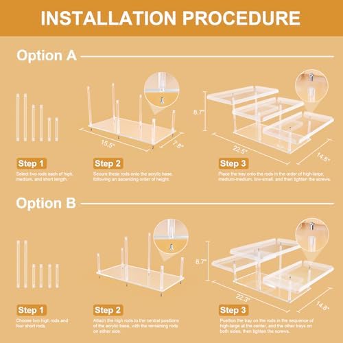 Bakzon 3 Pack Dessert Table Display Set, Acrylic Cupcake Buffet Dessert Risers Stands, Tier Serving Trays Holder for Weddings Baby Shower Tea Party - Image 3