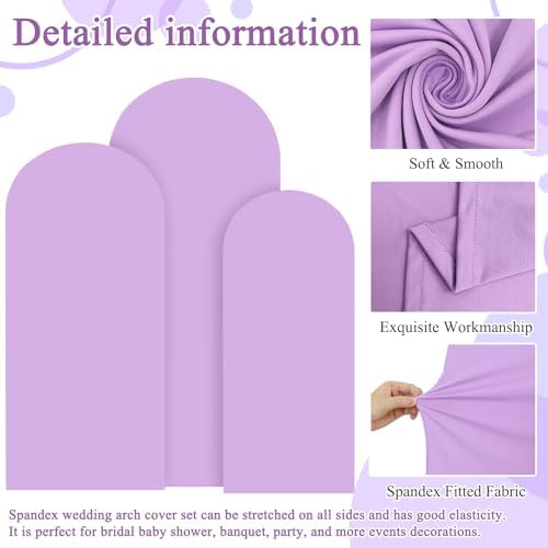 FOTSHARER Wedding Arch Cover Lavender Arch Covers Stretchy Backdrop Set of 3 Spandex Fitted Arch Backdrop Cover for Arch Stand 4FT 5FT 6FT Arch Cover Panels for Gender Reveal Balloon Party Decorations - Image 2