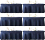 6 Pack 6ft Navy Blue Spandex Table Cloths for Rectangle Tables Wrinkle Free Rectangle Tablecloths, Stretch Fitted Table Cover with Skirt for Birthday Party Wedding Banquet Baby Shower Buffet Event by Suppromo