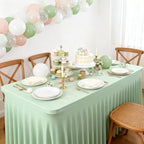 Wish Care 2 Pack Sage Green Spandex Table Clothes for 6 Foot Rectangle Tables, 6FT Wrinkle Free Fitted Tablecloths Ruffles Design Table Cloth for Party, Banquet, Wedding and Events - Image 6