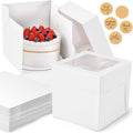 25Pcs 8x8x8 Inch Cake Boxes, White Bakery Box with Window & Stickers by DOYIDE