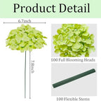 100 Pcs Faux Green Hydrangea Artificial Flowers Bulk, Fake Silk Hydrangea Flowers Heads with Stems for Wedding Decorations Garden Party Baby Shower Porch Home Decor Table Centerpieces - Image 2