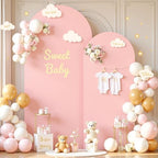 Dusty Rose Photo Arch Backdrop Cover Set of 2 for Party Spandex 7.2 and 6ft Arch Covers Stretchy Backdrop Baby Shower Balloon Arch Stand Covers for Girls Birthday Wedding Bridal Shower Background - Image 3