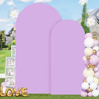 FOTSHARER 6FT 7.2FT Lavender Arch Cover Set of 2 Spandex Fitted Wedding Arch Covers Spandex Cover for Arch Backdrop Lilac Arch Cover Backdrop Fabric Chiara Arch Wall Cover for Round Top Arches Decor - Image 5
