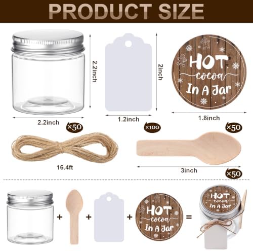 Hoolerry 50 Set Hot Chocolate Jars with Lids 3.4 oz Small Jars Party Favors - Image 2