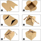 SINJEUN 50 PCS 4.7 x 4.7 x 3.5 Inch Brown Gift Boxes with Lid, Kraft Gift Wrap Box with 50 Ribbon, Decorative Empty Gift Box Craft Paper Boxes for Bridesmaid Proposal, Birthday Party, Wedding - Image 3