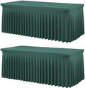2 Pack Hunter Green Spandex Tablecloths for 6 Foot Rectangle Tables, Wrinkle Free Fitted Table Cover 6ft Green Stretchy Table Clothes with Skirt for Parties Weddings Birthday Banquet Baby Shower by Htper