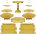 Fivenl 8 Pcs Cake Stand Gold Metal Dessert Table Display Set, 3-Tier Cupcake Stand, Cake Display Tower and Cookie Tray Rack Serving Tray for Birthday Party, Weddings, Baby Shower (Gold) by Fivenl