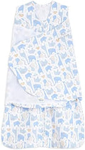 HALO 100% Cotton Sleepsack Swaddle, 3-Way Adjustable Wearable Blanket, TOG 1.5, Blue Safari, Newborn, 0-3 Months by HALO