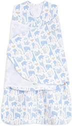 HALO 100% Cotton Sleepsack Swaddle, 3-Way Adjustable Wearable Blanket, TOG 1.5, Blue Safari, Newborn, 0-3 Months by HALO