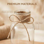 Clear Glass Vase Set, Hemp Rope Bowknot Decoration, Rustic Rustic Style Table Top for Wedding Flower Arrangement, Set of 12 - Image 3