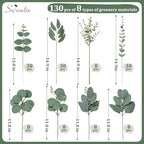 Serwalin 130PCS Mixed Eucalyptus Stems Bulk, Faux Greenery Stems - Image 2