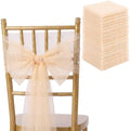 VitalCozy 50 Pack Light Brown Pearls Chair Sashes with Bows Wedding Decor by VitalCozy