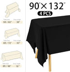 4 Pack Rectangle Tablecloth 90x132Inch Black Washable Polyester Table Cover for Wedding Dining Table Buffet Parties Banquet Decoration（Black） - Image 2