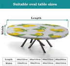 Lemon Love Print Tablecloth Oval Wipeable Spillproof Elastic for Anniversary Bachelorette Party Baby Shower Fits for 48" x 68" Oval Table - Image 4