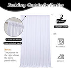 10 x 10 Feet White Backdrop Curtain for Partie, Background Curtains for Photoshoot, Birthday, Wedding, Christmas, Anniversary, Halloween Party Decorations 5Ft x 10Ft, 2 Panels - Image 2