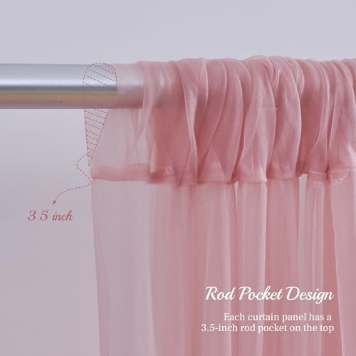 10x10ft Dusty Rose Tulle Backdrop Curtain with Lights String for Parites, Sheer Photo Backdrop Drapes for Wedding Baby Shower Bridal Shower Birthday Party Photo Shoot Background Decorations - Image 6
