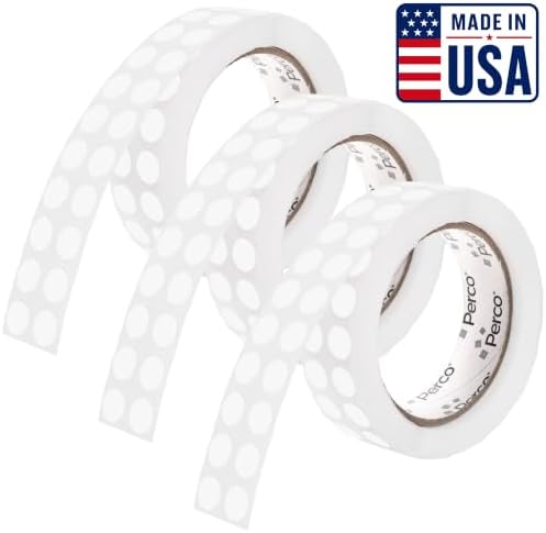 Perco Clear Perforated Round Circle Dot Sticker 1/2-Inch Labels — 3 Rolls, 9,000 Stickers—Invitations, Packaging for Invisible Sealing, Barcode Overlay & Discreet Labeling, Strong Adhesive—USA Made by Perco