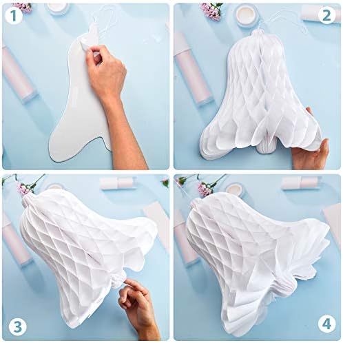 WILLBOND 20 Pcs Paper Wedding Bells Hanging Honeycomb 12 Inch,White - Image 3