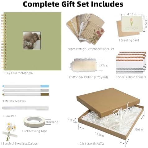 Vienrose Scrapbook Album Gift Set, 10x10 Inch, 80 White Pages, Light Green - Image 5