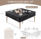 Wish Care 2 Pack Black Spandex Tablecloths for 54x54 Inch Square Tables, Stretch Fitted Table Clothes with Pleated Ruffle Skirt for 54” Table, Wrinkle Free and Elastic, for Party Kitchen Home Dining - Image 2