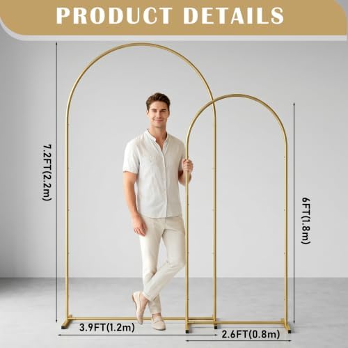 Metal Arch Backdrop Stand 7.2FT+6FT: Wedding Arch Frame for Ceremony Balloon Arch Stand for Birthday Anniversary Wedding Party Baby Shower - Image 7