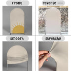 2Pcs Here Comes the Son Baby Shower Party Arch Backdrop Cover,Sunrise Curved Spandex Background,Solid Beige Design (7.2ft & 6.5ft) - Image 5