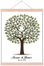 DIY Fingerprints Wedding Sign in Guest Book Tree Canvas with Wooden Hanger Personalized Wedding Gift for Couple Anniversary Party Decorstions-60x80cm by Unknown