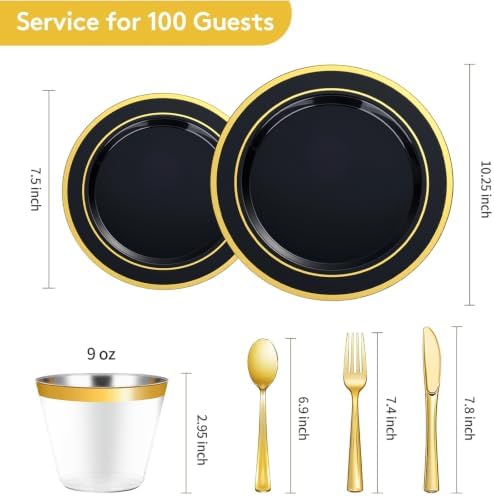 Goodluck 600 Pieces Black Plates for 100 Guests - Image 3