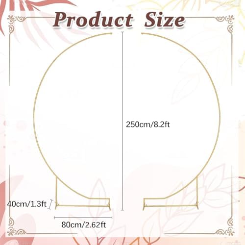 2pcs Wedding Arch Backdrop Stand 8.2FT Gold Half Curved Arch Stand - Image 5