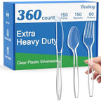 Dealusy 360 Count Extra Heavy Duty Clear Plastic Silverware by Dealusy