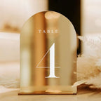 Gold Mirror Table Numbers 1-10 with Stands, 10 Pack 5"x7" Gold Acrylic Arch Sign with Stand Gold Mirror Acrylic Arch Table Numbers for Wedding Reception - Image 6