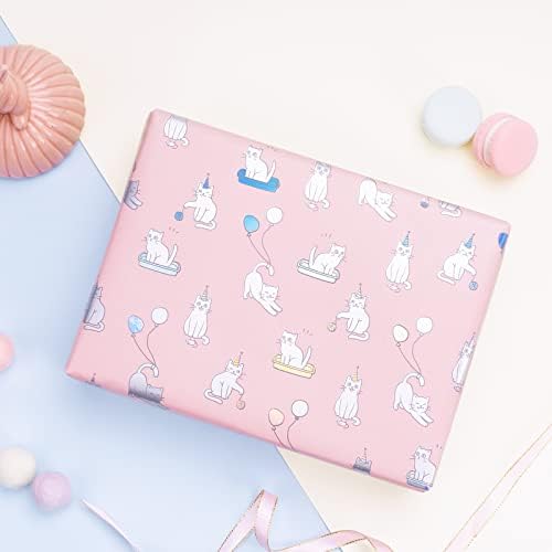 WRAPAHOLIC Reversible Wrapping Paper - 24 Inch X 100 Feet Jumbo Roll Cute Cats Design with Colorful Foil, Perfect for Birthday, Holiday, Baby Shower and More Occasions - Image 4