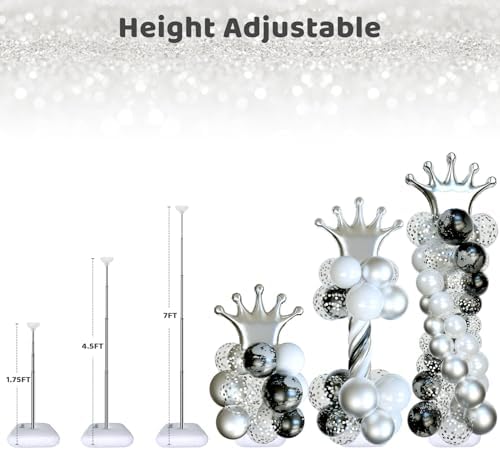 SINBEE Balloon Arch Stand, Balloon Stand Set of 6, 7 Feet Height Adjustable Metal Balloon Column Stand for Party Decorations Wedding Birthday, Graduation Party Decoration, Baby Shower - Image 3