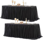 HB HBB MAGIC Black Table Cloth Spandex Table Covers 6ft Fitted Tulle Tablecloth Rectangular Desk Skirt Stretch Table Cloths Covers Party Banquet Birthday Baby Shower Wedding Table Cloth, 2 Pack by HBBMAGIC