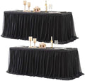 HB HBB MAGIC Black Table Cloth Spandex Table Covers 8ft Fitted Tulle Tablecloth Rectangular Desk Skirt Stretch Table Cloths Covers Party Banquet Birthday Baby Shower Wedding Table Cloth, 2 Pack by HBBMAGIC