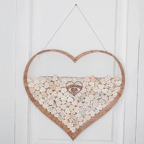 Toutrop Wedding Guest Book Alternative Wedding Decor Drop Heart Guestbook Wooden Heart Shape Guest Drop Box Table Decoration - Image 5