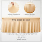 1 Pack Darck Champagne Spandex Tableclothes for 8 Foot Rectangle Tables, Wrinkle Free 8ft Fitted Table Cover Stretch Table Cloth Desk Skirt for Weddings Baby Shower Birthday Party Banquet Decorations - Image 2