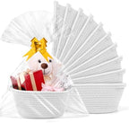 AFOROEOA 10PACK Baskets for Gifts Empty, 12"x 8"x 5" Woven Gift Baskets with Gift Bags and Bows Empty Gift Baskets for Christmas Shelf Small Storage Baskets with Handles, White by AFOROEOA
