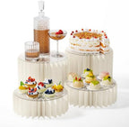 HeiMma 4 Pack Buffet Risers, FOLDABLE Accordion Food Display Risers for Dessert Table,Dessert Table Display Set, White Cardboard Cylinder Cake Cupcake Stands for Party, Multi-height, 12in Round by HeiMmaLifeEssentials