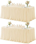 HB HBB MAGIC Champagne Table Cloth Spandex Table Covers 6ft Fitted Tulle Tablecloth Rectangular Desk Skirt Stretch Table Cloths Covers Party Banquet Birthday Baby Shower Wedding Table Cloth, 2 Pack by HBBMAGIC