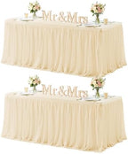 HB HBB MAGIC Champagne Table Cloth Spandex Table Covers 6ft Fitted Tulle Tablecloth Rectangular Desk Skirt Stretch Table Cloths Covers Party Banquet Birthday Baby Shower Wedding Table Cloth, 2 Pack by HBBMAGIC