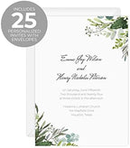 Canopy Street Personalized Greenery Script Invitations / 25 Custom Modern Wedding Invites With White Envelopes / 5" x 7" Flat Watercolor Botanical Party Invite/Made In The USA - Image 2