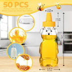 Roshtia 50 Pcs 5 oz Honey Bear Jar Bottles Plastic Empty Clear Cups - Image 2