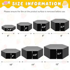 Leinuosen 7 Pcs Large Buffet Risers Set 6" to 12" Acrylic Display Box Catering Dessert Table Riser Food Display Decorative Stand with Hollow Bottom for Catering Supplies (Black, Hexagonal) - Image 2